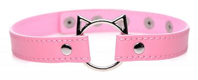 Kinky Kitty Ring Slim Choker - Pink