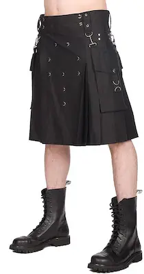 Schwarzer Demin Herren Kilt mit Taschen