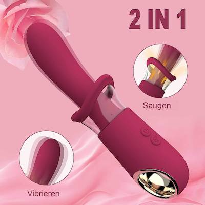 2-in-1 Saug Vibrator weinrot